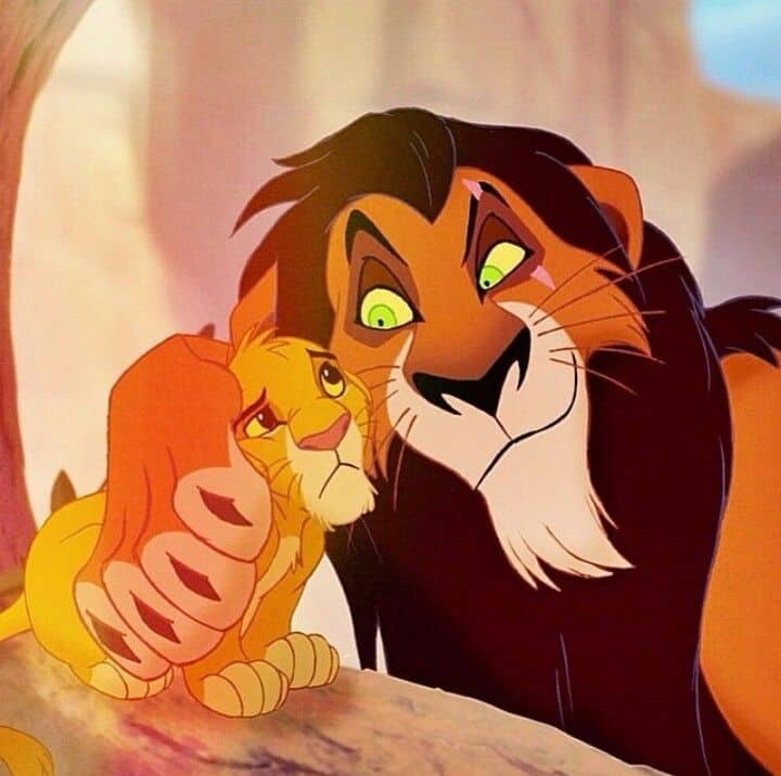 Scar with simba in the Lion King.